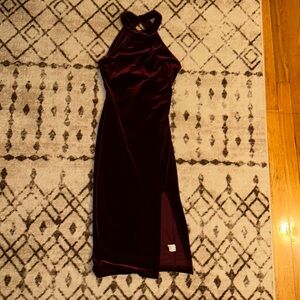 Windsor red/maroon faux velvet midi dress